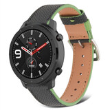 Strap-it Bracelet cuir Amazfit GTR (noir-vert)