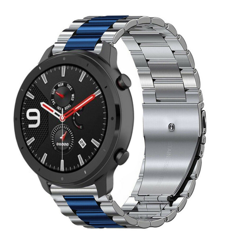 Strap-it Strap-it Bracelet acier Amazfit GTR (argent/bleu)