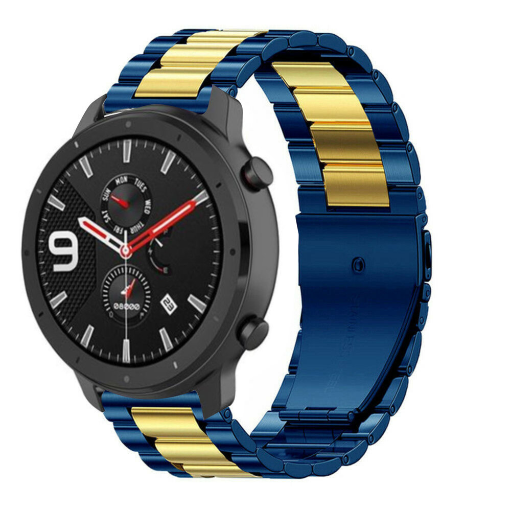Strap-it Strap-it Bracelet acier Amazfit GTR (bleu/or)