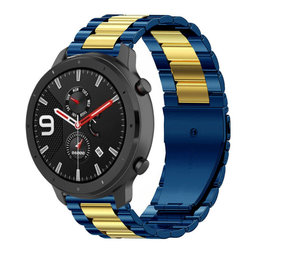 Strap-it Bracelet acier Amazfit GTR (bleu/or)