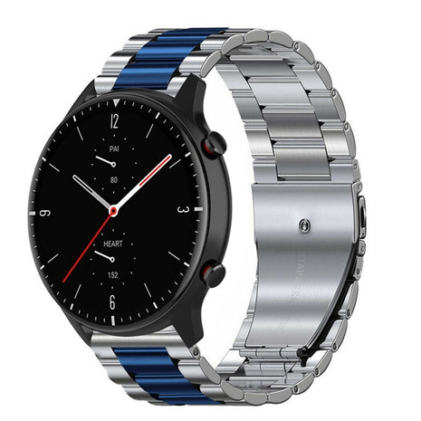 Strap-it Strap-it Bracelet acier Amazfit GTR 2 (argent/bleu) Strap-it Strap-it Bracelet acier Amazfit GTR 2 (argent/bleu)