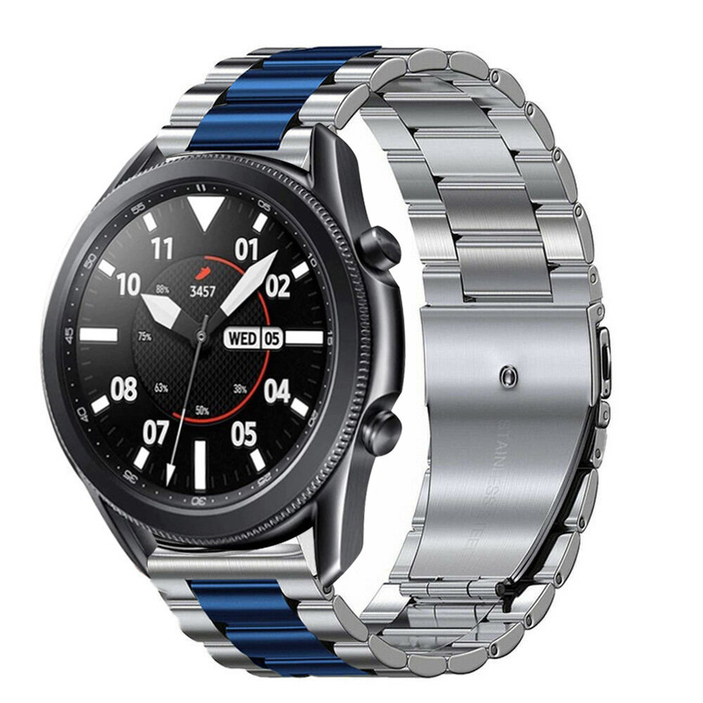 Strap-it Strap-it Bracelet acier Samsung Galaxy Watch 3 45mm (argent/bleu)