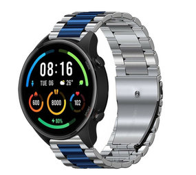 Strap-it Xiaomi Mi Watch Bracelet acier (argent/bleu)