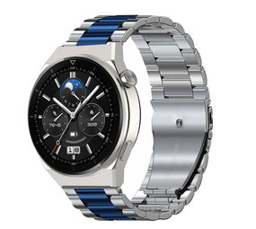 Strap-it Bracelet acier Huawei Watch GT 3 Pro 46mm (argent/bleu)