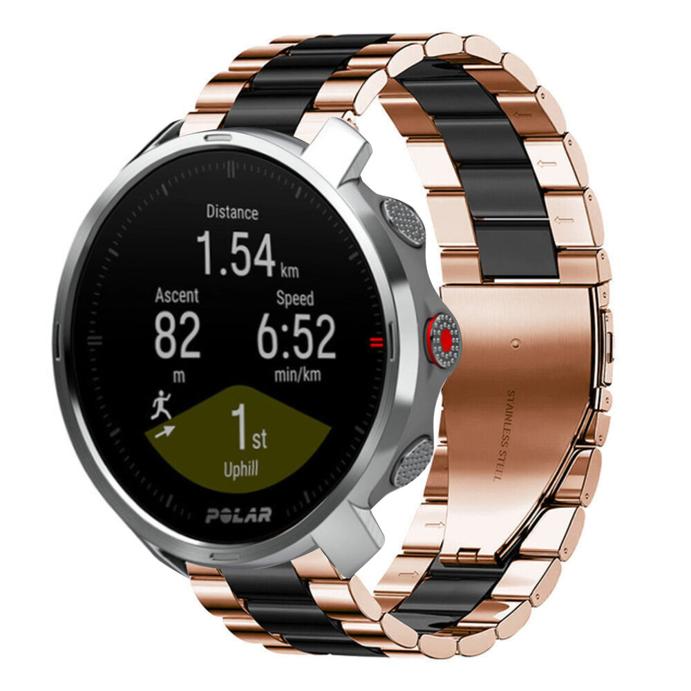 Bracelet acier Polar Grit X (or rose/noir) Braceletsmartwatch.fr