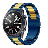 Strap-it Bracelet acier Samsung Galaxy Watch 3 45mm (bleu/or)