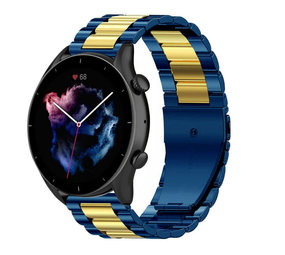 Strap-it Bracelet acier Amazfit GTR 3 (Pro) (bleu/or)