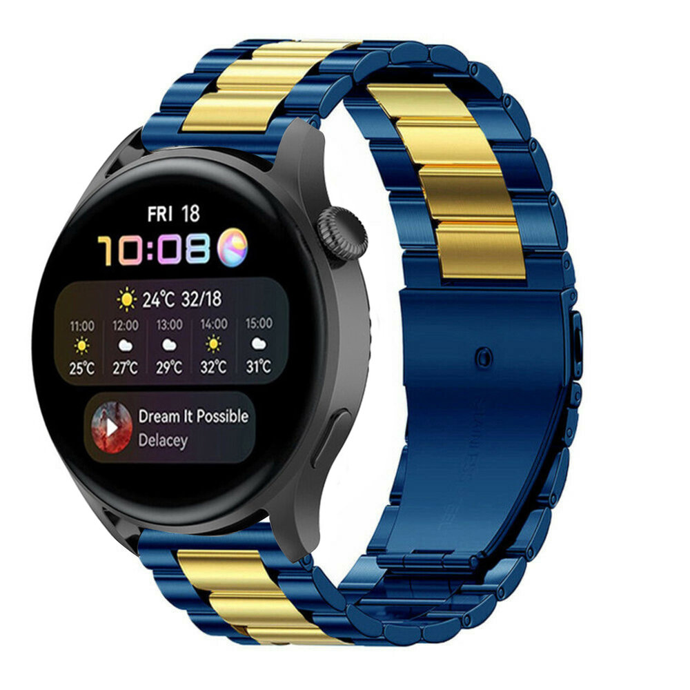 Strap-it Strap-it Bracelet acier Huawei Watch 3 (Pro) (bleu/or)