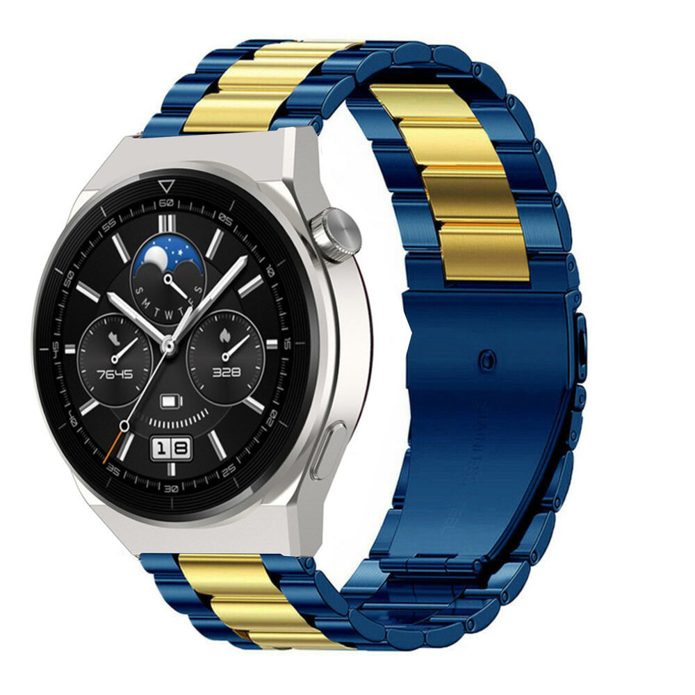 Strap-it Strap-it Bracelet acier Huawei Watch GT 3 Pro 46mm (bleu/or) Strap-it Strap-it Bracelet acier Huawei Watch GT 3 Pro 46mm (bleu/or)
