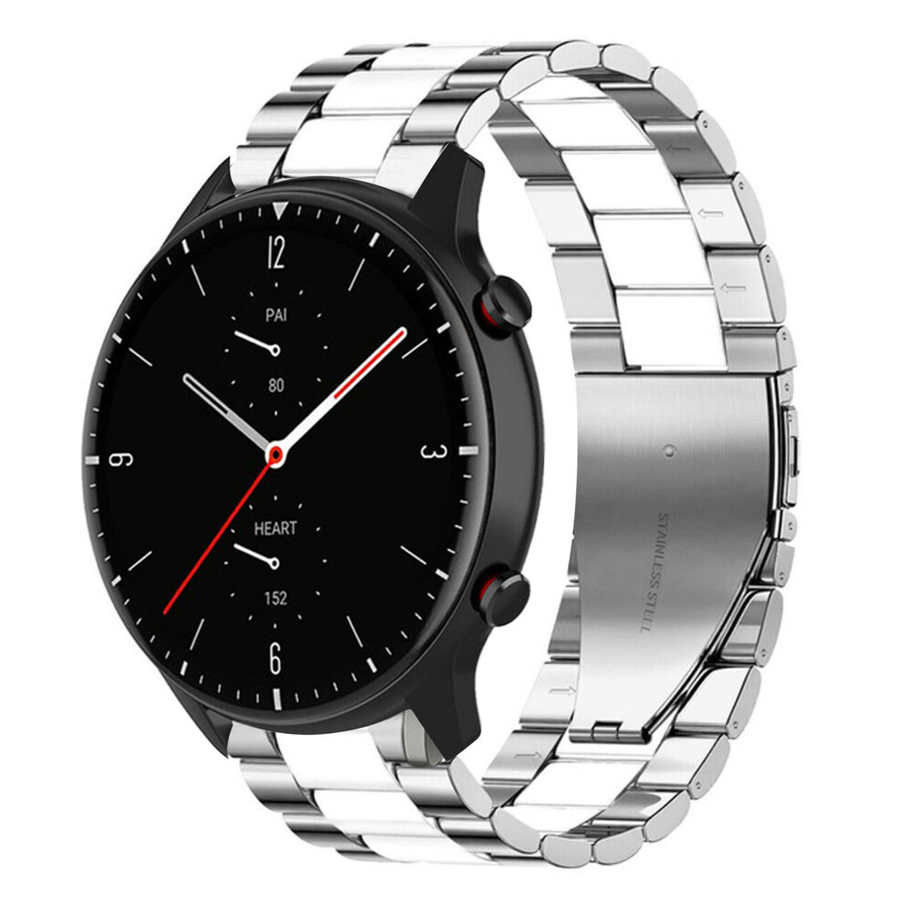 Strap-it Strap-it Bracelet acier Amazfit GTR 2 (argent/blanc)