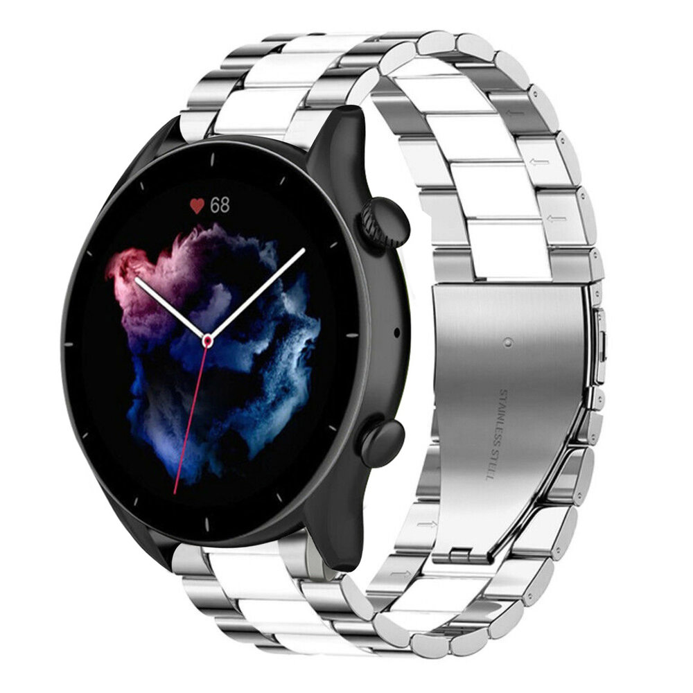 Strap-it Strap-it Bracelet acier Amazfit GTR 3 (Pro) (argent/blanc) Strap-it Strap-it Bracelet acier Amazfit GTR 3 (Pro) (argent/blanc)