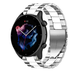 Strap-it Bracelet acier Amazfit GTR 3 (Pro) (argent/blanc)
