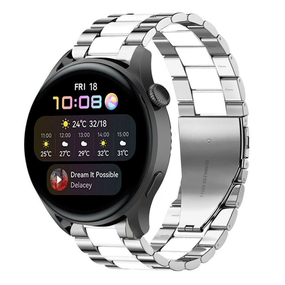 Strap-it Strap-it Bracelet acier Huawei Watch 3 (Pro) (argent/blanc) Strap-it Strap-it Bracelet acier Huawei Watch 3 (Pro) (argent/blanc)