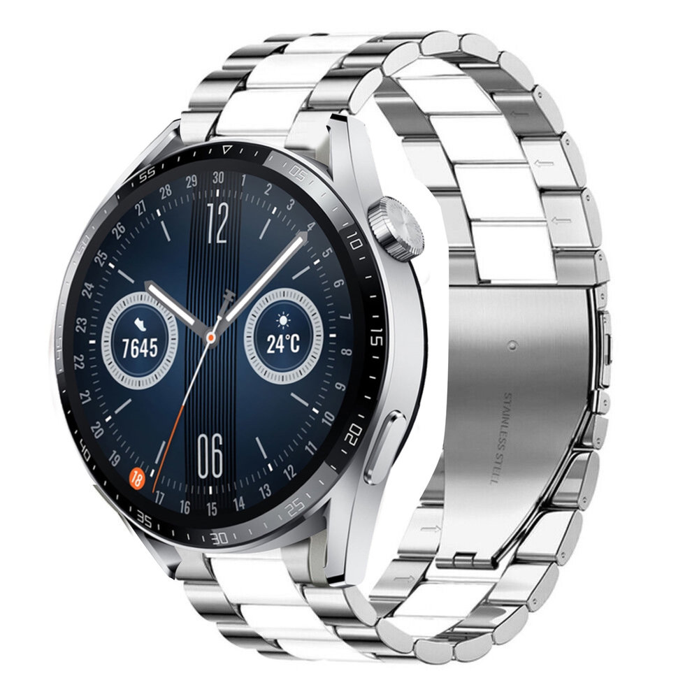 Strap-it Strap-it Bracelet acier Huawei Watch GT 3 46mm (argent/blanc)