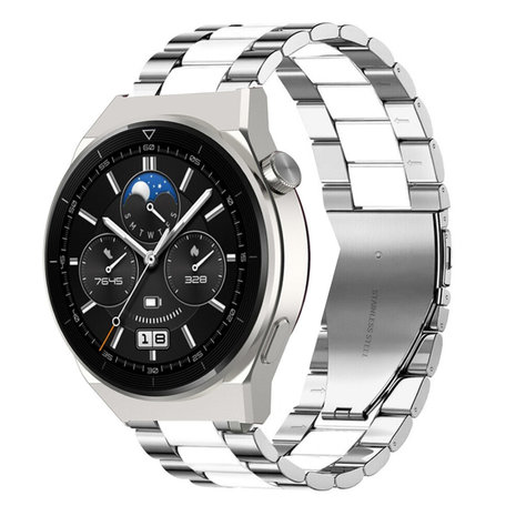 Strap-it Strap-it Bracelet acier Huawei Watch GT 3 Pro 46mm (argent/blanc)