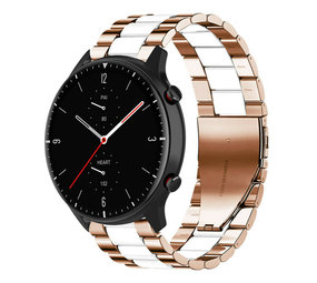 Strap-it Bracelet acier Amazfit GTR 2 (or rose/blanc)