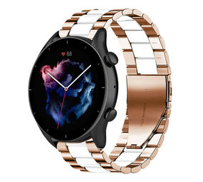 Strap-it Bracelet acier Amazfit GTR 3 (Pro) (or rose/blanc)