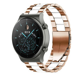 Strap-it Bracelet acier Huawei Watch GT 2 Pro (or rose/blanc)