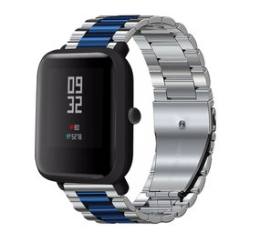 Strap-it Bracelet acier Xiaomi Amazfit Bip (argent/bleu)