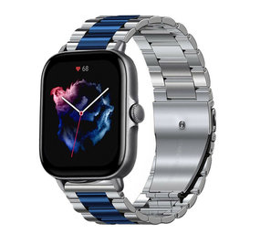 Strap-it Bracelet acier Amazfit GTS 3 (argent/bleu)