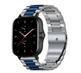 Strap-it Bracelet acier Amazfit GTS 2 (argent/bleu)