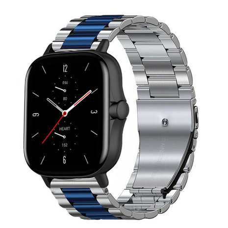 Strap-it Strap-it Bracelet acier Amazfit GTS 2 (argent/bleu) Strap-it Strap-it Bracelet acier Amazfit GTS 2 (argent/bleu)