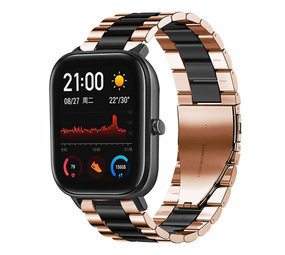 Strap-it Bracelet acier Xiaomi Amazfit GTS (or rose/noir)