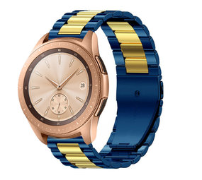 Strap-it Bracelet acier Samsung Galaxy Watch 42mm (bleu/or)