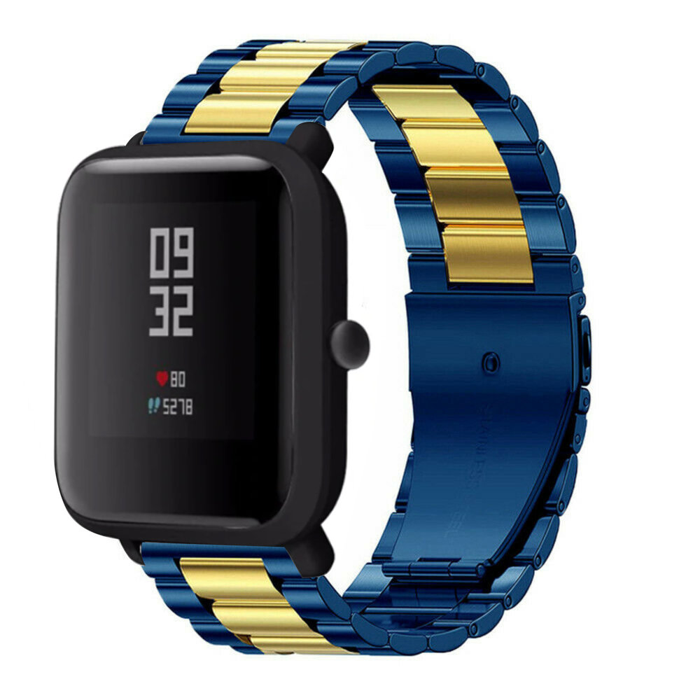 Strap-it Strap-it Bracelet acier Xiaomi Amazfit Bip (bleu/or)