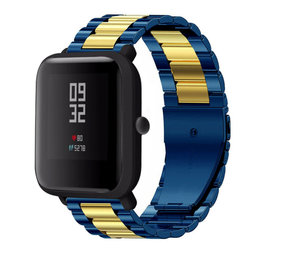 Strap-it Bracelet acier Xiaomi Amazfit Bip (bleu/or)