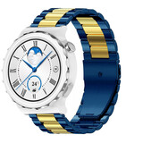 Strap-it Bracelet acier Huawei Watch GT 3 Pro 43mm (bleu/or)