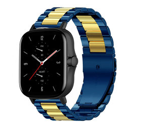 Strap-it Bracelet acier Amazfit GTS 2 (bleu/or)