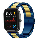 Strap-it Bracelet acier Xiaomi Amazfit GTS (bleu/or)