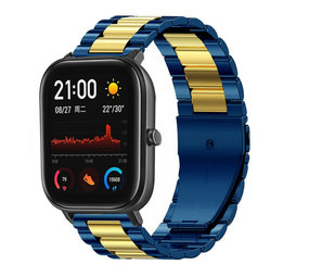 Strap-it Bracelet acier Xiaomi Amazfit GTS (bleu/or)