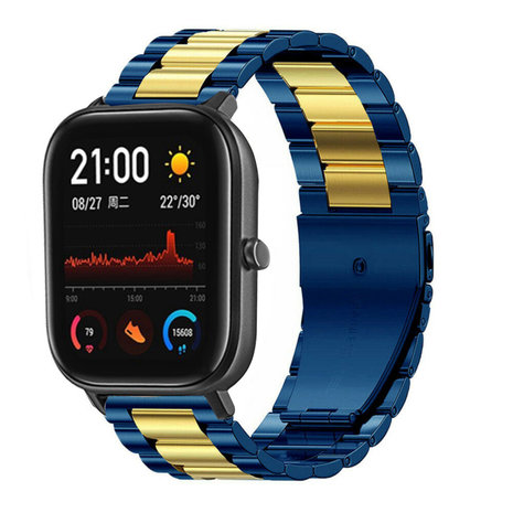 Strap-it Strap-it Bracelet acier Xiaomi Amazfit GTS (bleu/or)