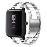 Strap-it Bracelet acier Xiaomi Amazfit Bip (argent/blanc)