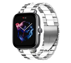 Strap-it Bracelet acier Amazfit GTS 3 (argent/blanc)