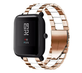 Strap-it Bracelet acier Xiaomi Amazfit Bip (or rose/blanc)