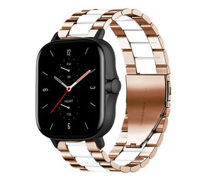 Strap-it Bracelet acier Amazfit GTS 2 (or rose/blanc)