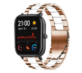 Strap-it Bracelet acier Xiaomi Amazfit GTS (or rose/blanc)