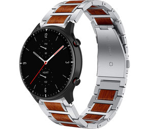 Strap-it Bracelet bois/acier Amazfit GTR 2 (argent)