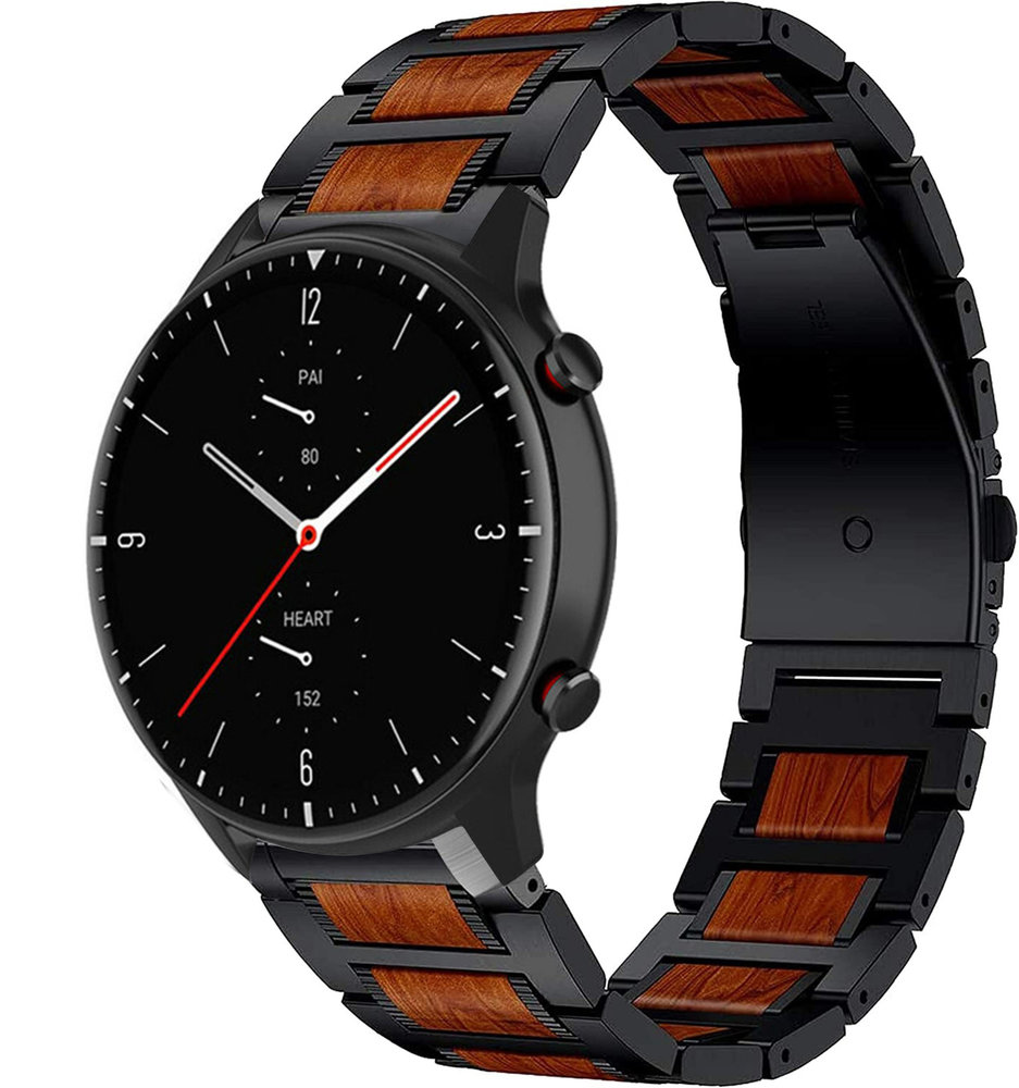 Strap-it Strap-it Bracelet bois/acier Amazfit GTR 2 (noir)