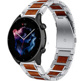 Strap-it Bracelet bois/acier Amazfit GTR 3 (Pro) (argent)