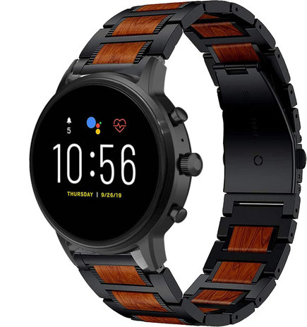 Strap-it Strap-it Bracelet bois/acier Fossil Gen 5 (noir)