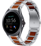 Strap-it Strap-it Bracelet bois/acier Fossil Gen 5e 44mm (argent)