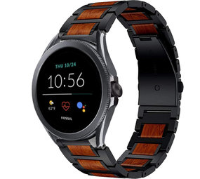 Strap-it Bracelet bois/acier Fossil Gen 5e 44mm (noir)