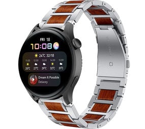 Strap-it Bracelet bois/acier Huawei Watch 3 (Pro) (argent)