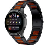 Strap-it Bracelet bois/acier Huawei Watch 3 (Pro) (noir)