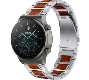 Strap-it Bracelet bois/acier Huawei Watch GT 2 Pro (argent)