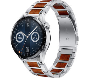 Strap-it Bracelet bois/acier Huawei Watch GT 3 46mm (argent)